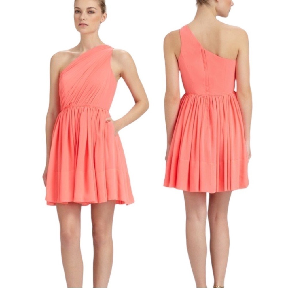 Shoshanna Rayna Silk Dress in Coral